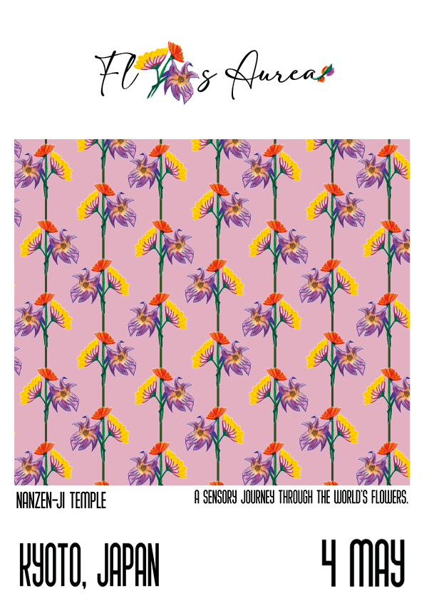 Affiche Flos Aurea avec motif répétitif de fleurs